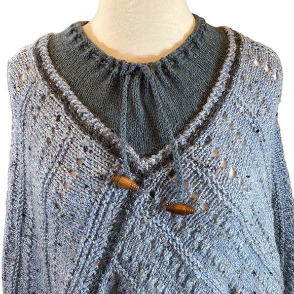 Handknit Mohair Blend Poncho - Picture 6 of 7